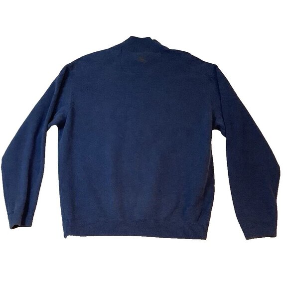 Tommy Bahama 1/4 Zip Blue Brown Reversible Sweater Adult Size XL Mock Neck - Picture 2 of 8